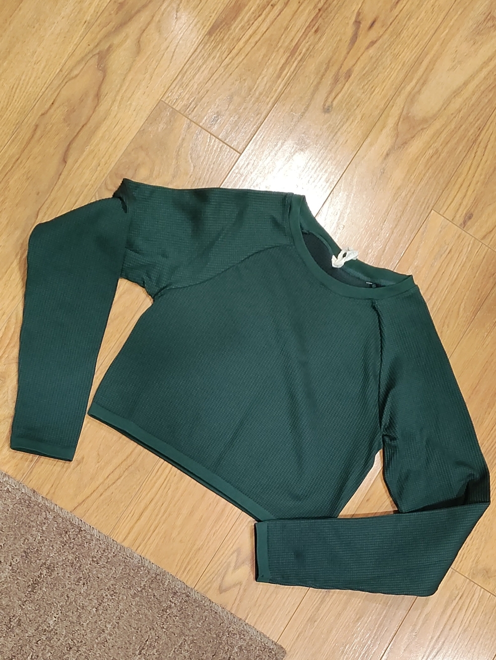 aerie Forest Green Ribbed Crewneck Sweater